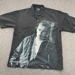 Vintage James Dean Shirt Men XL Black Button Up All Over Print AOP Y2K 2000s